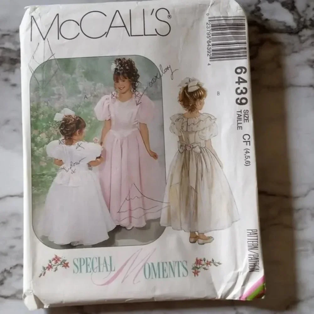 SEWING PATTERN - #6439 McCall's Bridal Party Wedding Flowergirl Dress 4 5 6